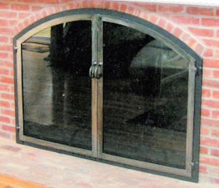 Oversize Nantucket Arch Black frame with twin doors & standard forged handles. Comes with standard smoked glass and gate mesh.